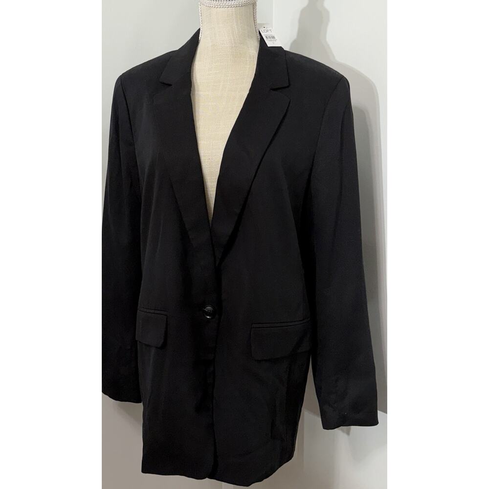 New LOFT Size 12 Black Classic Blazer Business Career Jacket Coat NWT